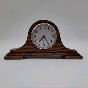 Quartz Desk Clock Table Desktop Clock Wood Wooden Quartz Mantle Clock w/ Alarm